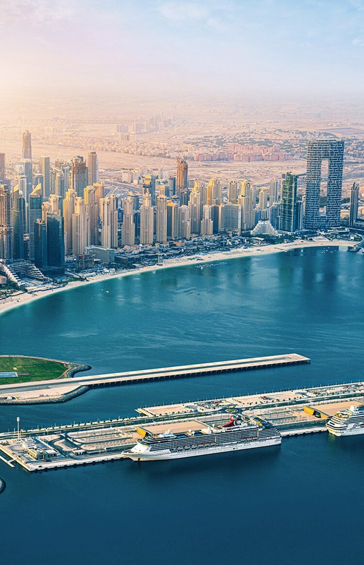 Dubai Harbour areal shot